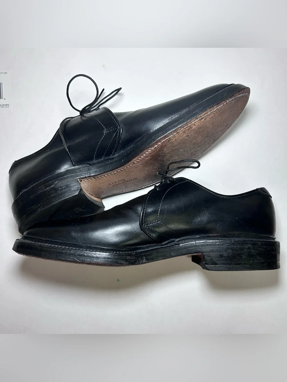 Allan Edmonds Jodox Plain Toe Derby Black Leather Dress Shoes Men’s 7.5 C